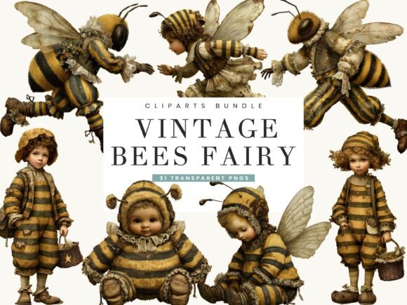 Download Vintage Bees Fairy Clipart Bundle - Bees Collection