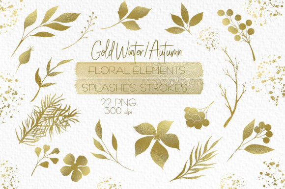 Download Gold Floral Clipart - Gold floral Collection