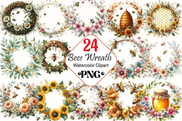 Download Spring Bees Wreath Sublimation - Bees Collection