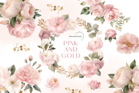 Download Elegant Rose Gold Floral Clipart - Gold floral Collection