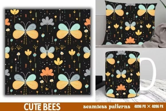 Download Cute Bees Digital Papers Pattern - Bees Collection