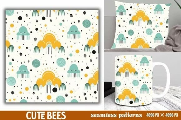 Download Cute Bees Digital Papers Pattern - Bees Collection