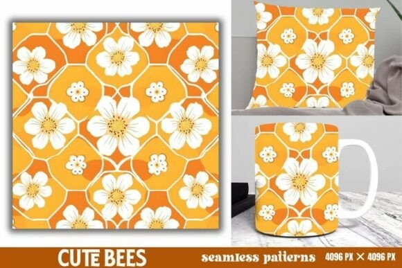 Download Cute Bees Digital Papers Pattern - Bees Collection