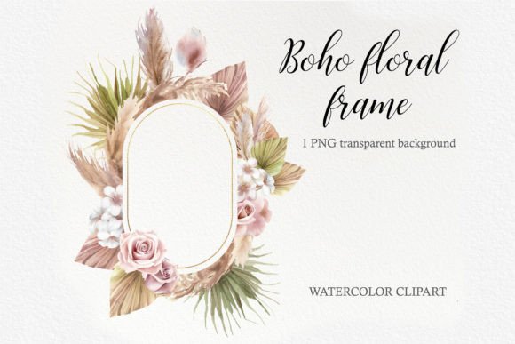 Download Watercolor Boho Gold Floral Frame PNG - Gold floral Collection