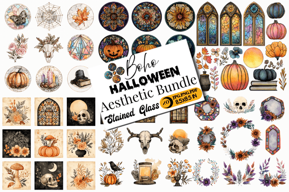 Download Boho Halloween Aesthetic Bundle Stained - Premium Resources