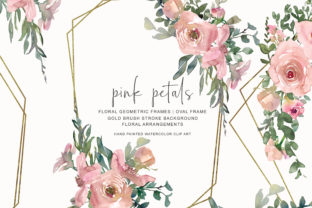 Download Watercolor Pink / Gold Floral Frame Set - Gold floral Collection