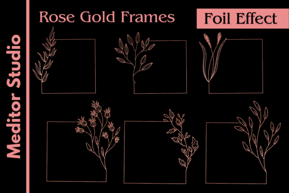 Download Rose Gold Floral Frames Set - Gold floral Collection
