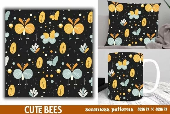 Download Cute Bees Digital Papers Pattern - Bees Collection