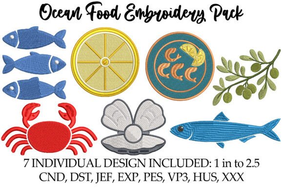 Download Ocean Food Embroidery Pack - Premium Resources