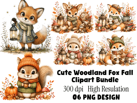 Download Cute Woodland Fox Fall Clipart Bundle | - Woodland fox Collection