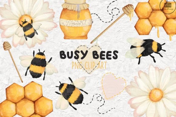 Download Busy Bees - PNG CLip Art Set - Bees Collection