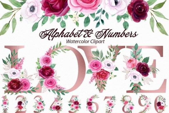 Download Rose Gold Floral Alphabet, Numbers, Png - Gold floral Collection