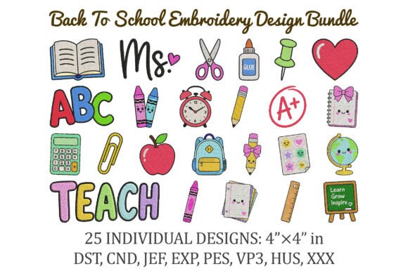 Download Back to School Embroidery Design Bundle - Premium Resources