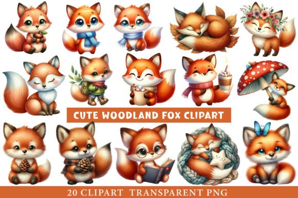 Download Cute Woodland Fox Clipart - Woodland fox Collection
